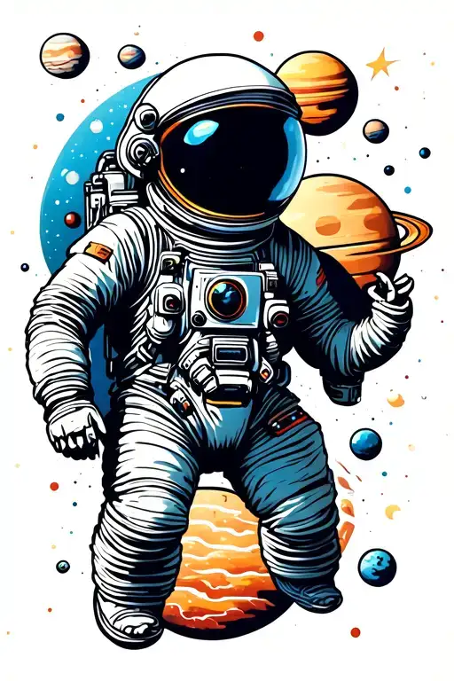 Space Astronaut And Planets