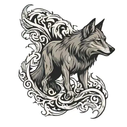 Wolf Flames Left Arm Sleeve