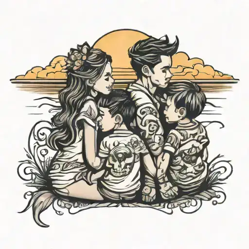 3 Sunset Together 3 Kids Waching