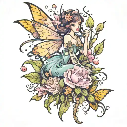 Fairy Sparkles With Honeysuckle Blooming Flowers