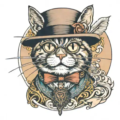 Cat In Pince-nez And Hat Surrounded