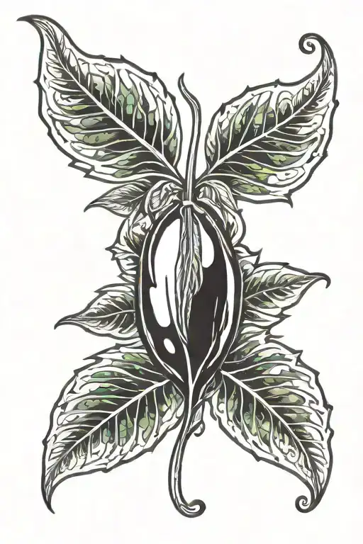 Magic Bean With 8 Leaves And A Nut On The Third Leaf