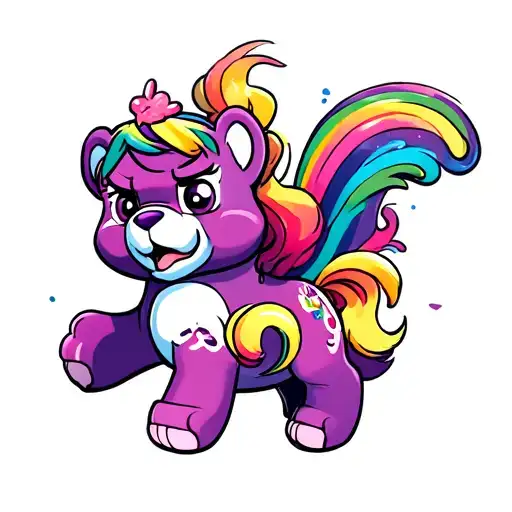Grumpy Care Bear Riding A My Little Pony