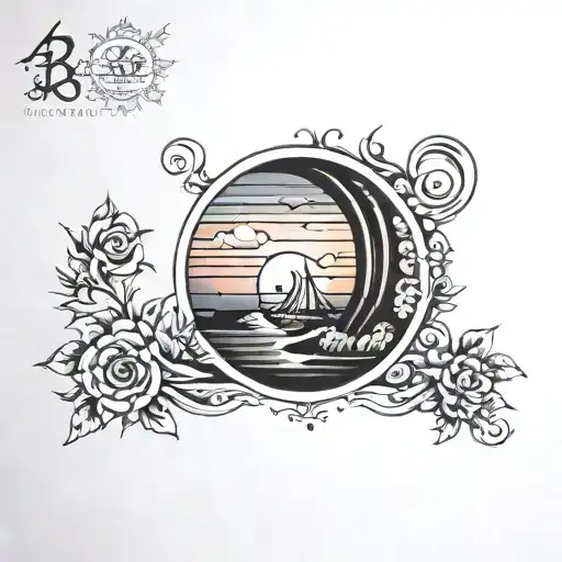 Small Sunset Tattoo Featuring The Number 8