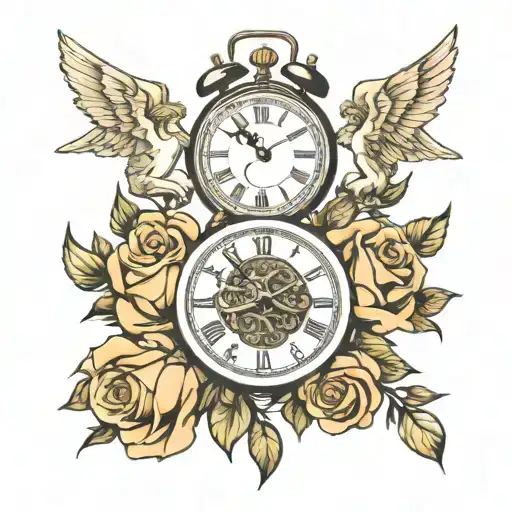 Roses Roman Date Angels And Clock