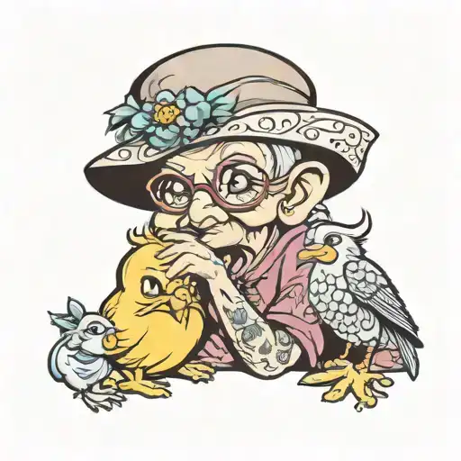 Looney Toones Granny With Tweety Bird Hugging
