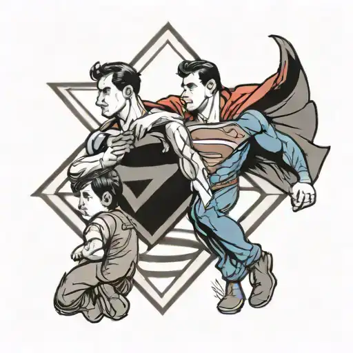 Father And Son With Superman Symbol