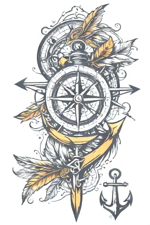 Compass Anchor Feather Arrow Design