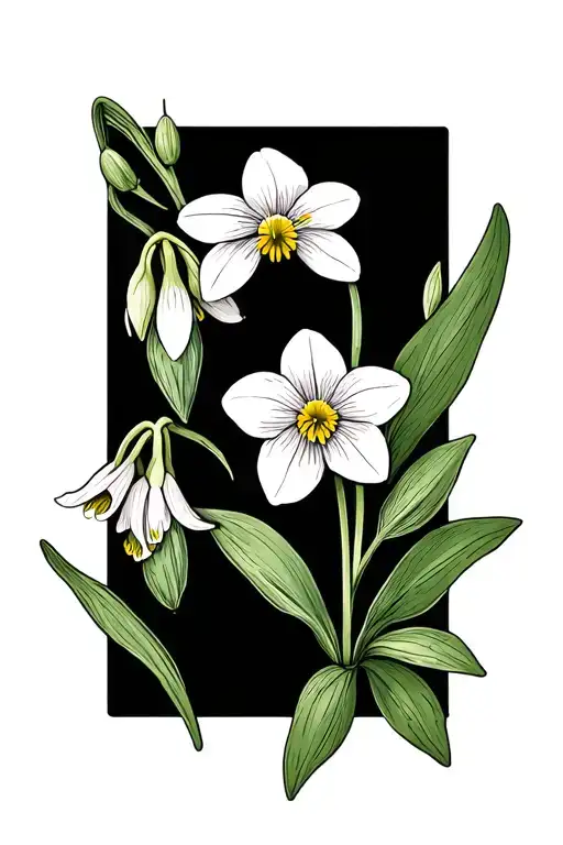 Fine Line Colour Snowdrop And Primrose Flowers Together