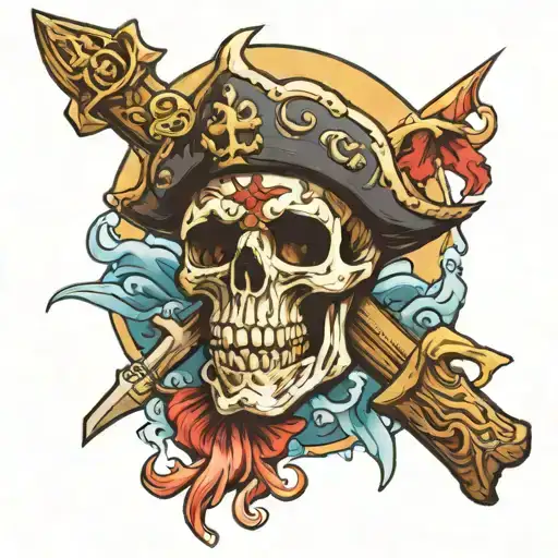 Crucified Pirate Skull Anchored Underwater