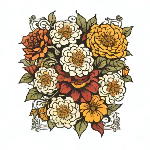 Marigold Flower With Honeysuckle Bouquet
