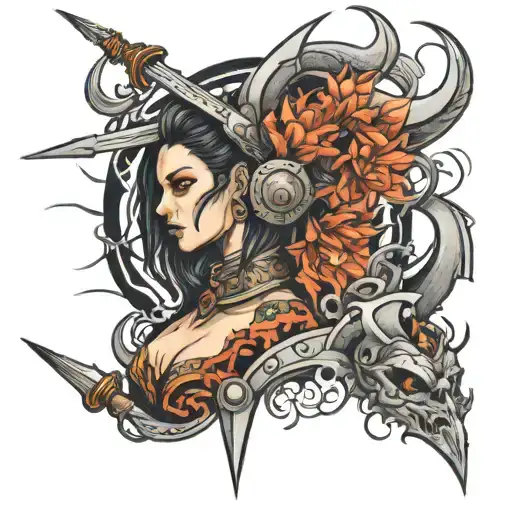 Female Warrior Surrounded