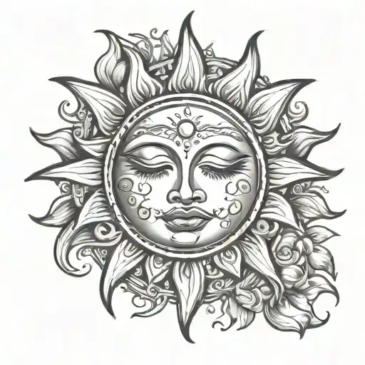 Sun With A Face With Closed Eyes And Hearts On The Cheeks