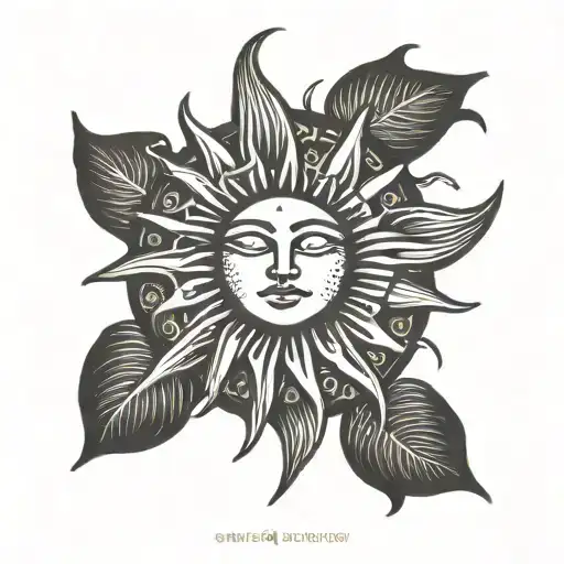 Sun With A Face With Closed Eyes And Hearts On The Cheeks Minimalistic