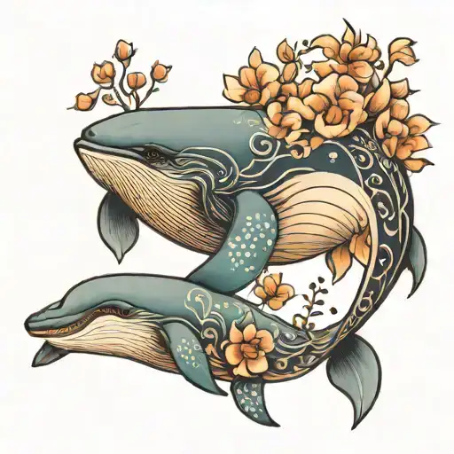 Mother Whale And Two Babies