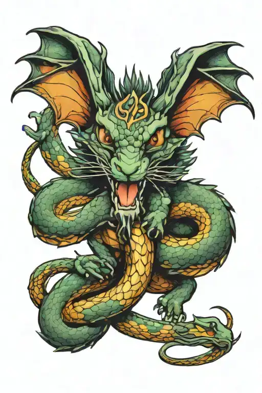 Dragon And Snake Embracing Rabbit