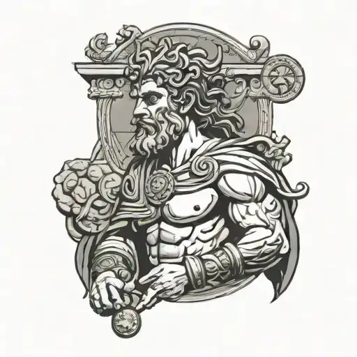 Roman God Holding Coins