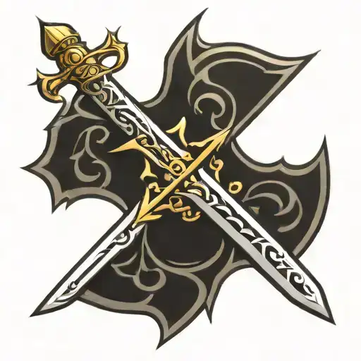 Sword Outline Tattoo On White Wallpaper