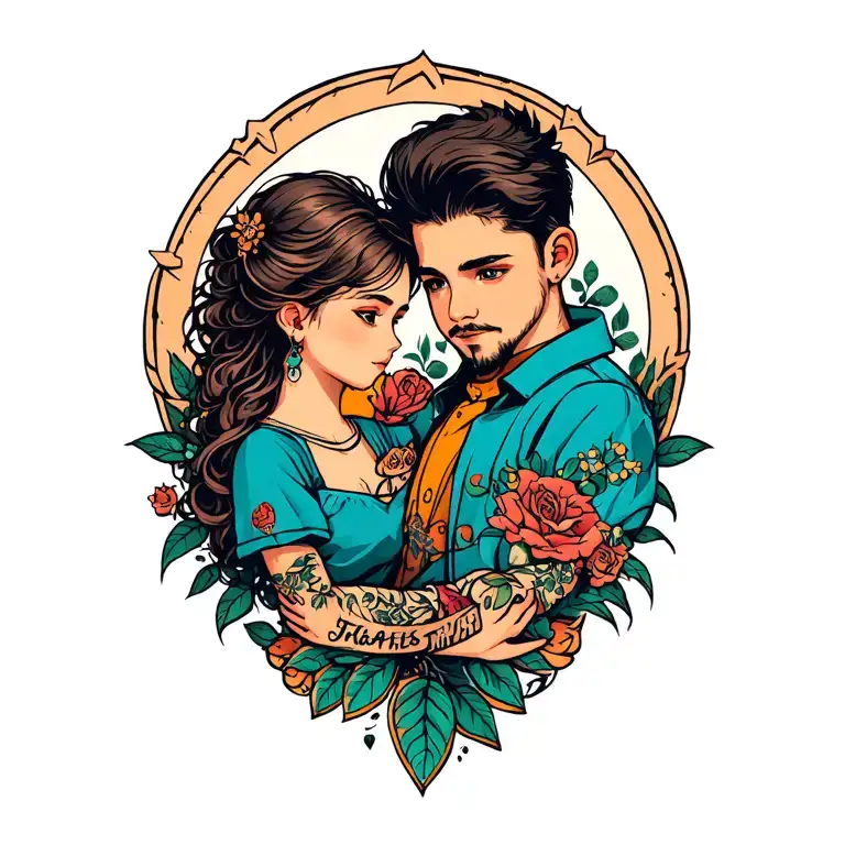 Father's Tattoo For 1 Boy And 1 Girl Child