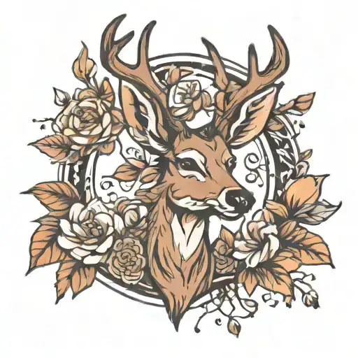 Smile Deer Grad And Flowers Coming