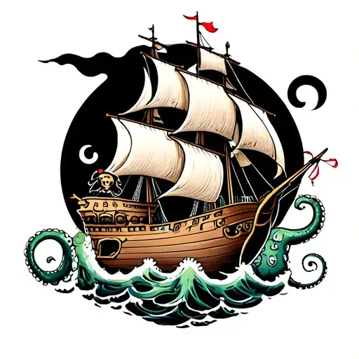 Kraken And Pirate Ship