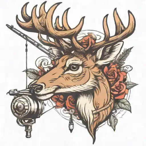 Deer Head With Fishing Rod
