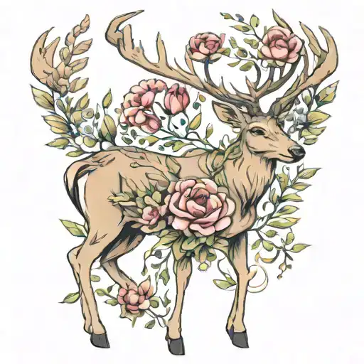 Stag Full Body Floral