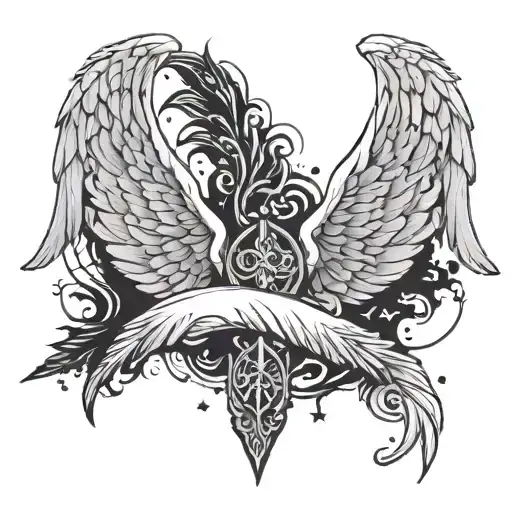 Angel Wings With One Half Black And Broken Wing