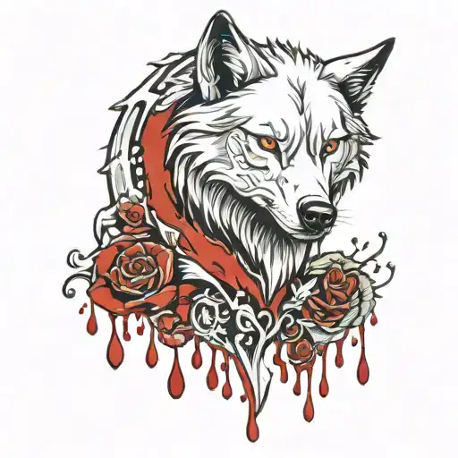 Wolf And Blood Dripping