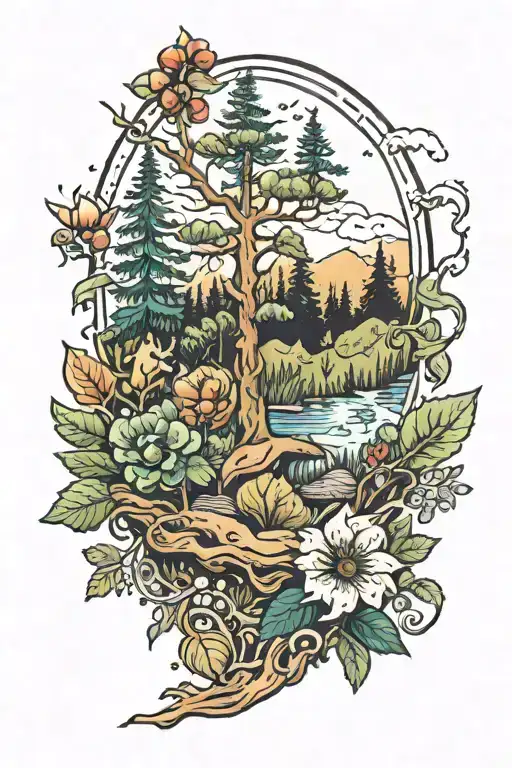 Seed Germinating Into A Forest Scene With A Hidden