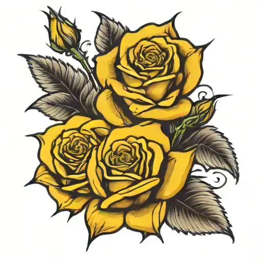 Two Yellow Roses With One Rose Having Red Flower Petles Coming Off