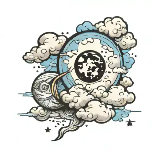 Clouds And A Moon With Stitch