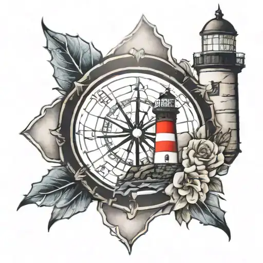 Wind Rose With A Lighthouse