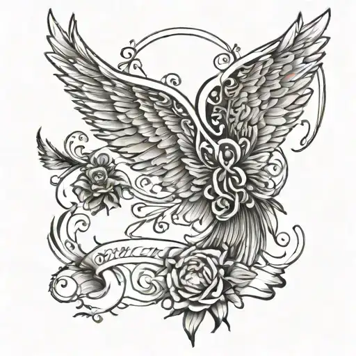 Names Around Angel Wings Spread