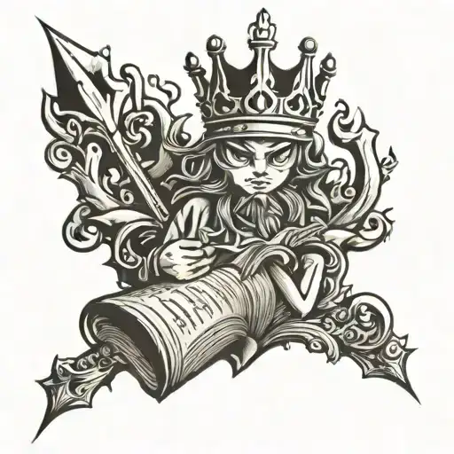 L With Crown Holding Book