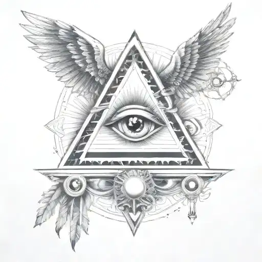 Filigree All Seeing Eye Pyramid Wings In Background Anunnaki