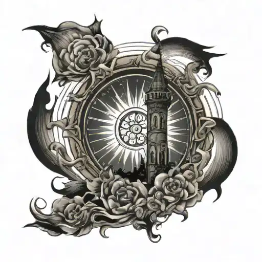 A Dreamy Sun Over A Romantic Tower