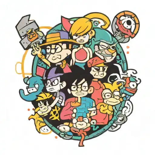 90S Cartoon Characters With Cartoon Network Logo In The Middle