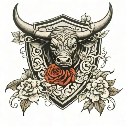 Shield With Bull And Flowers