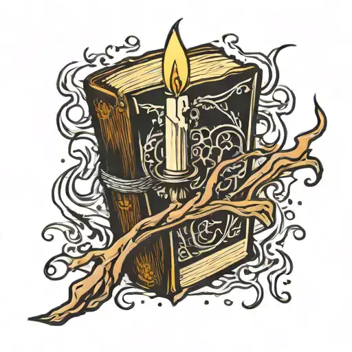 Bible With Burning Candle Wax Dripping