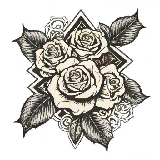 Cross And Rose Intertwined