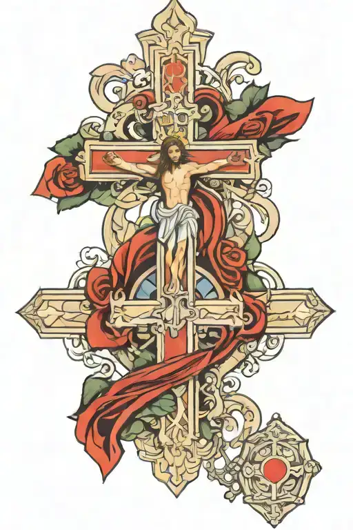 Holy Mother Jesus Crist And A Big Cross In The Middle