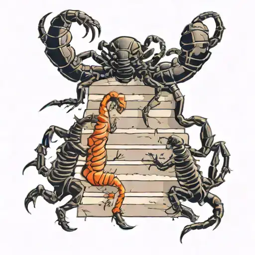 Scorpion And Kid Trying To Walk Above Stairs