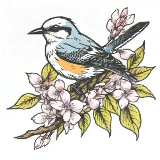 Scissortail Flycatcher And Redbud Tree