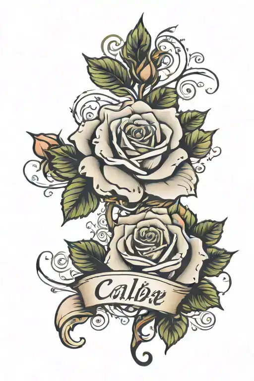 Rose With The Name Caleb Calligraphies