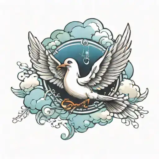 Create Your Opportunity's Text With A Dove And Clouds