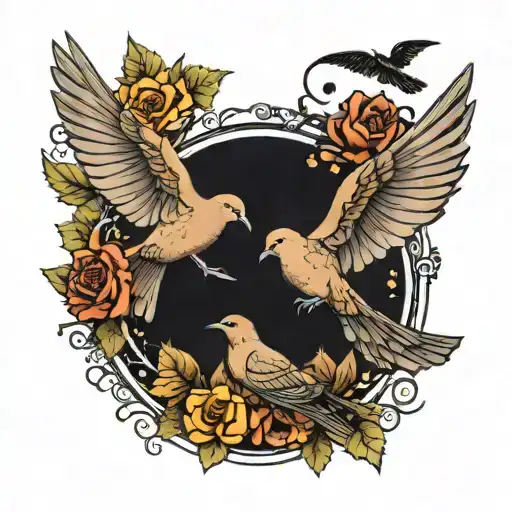 Mourning Dove And Little Brown Bat Flying Together