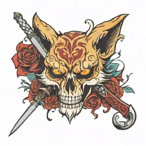 Skull Fox Hand Blood Sword Wrapped