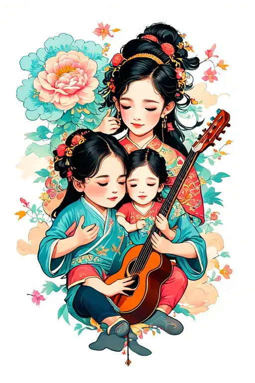 Chinese Love Children Family Music Flying
