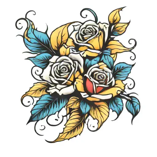 Red Yellow Blue Black Roses